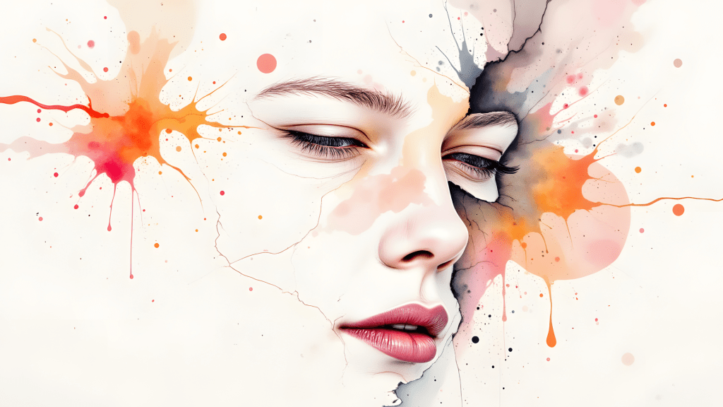 Abstract ink art of woman's face