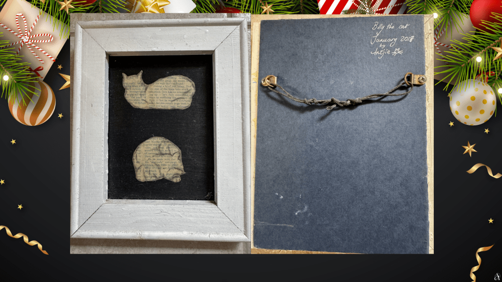 Framed drawing of cat